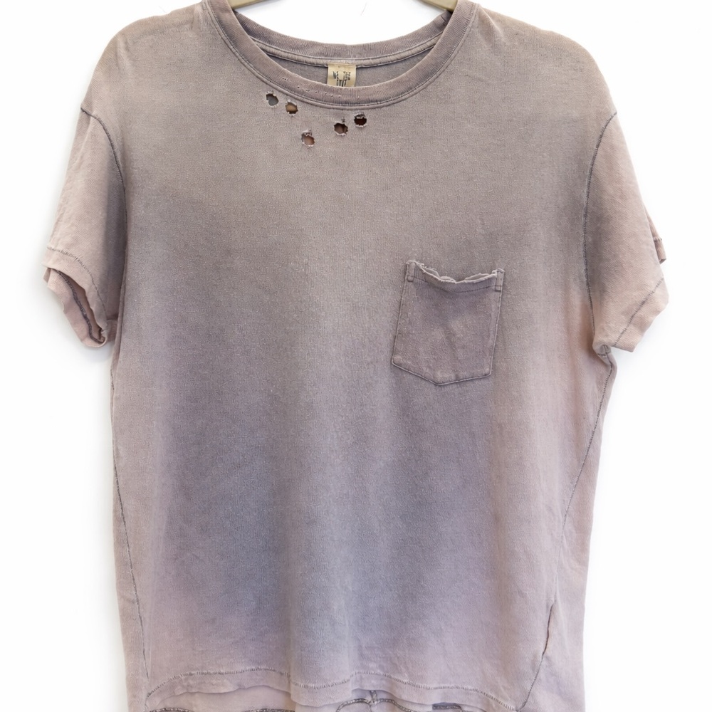 We The Free Distressed Lavender Pocket Tee Small